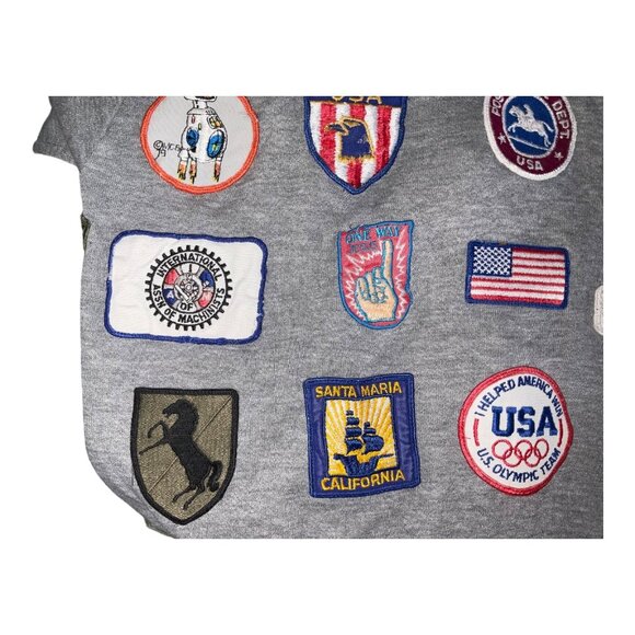 Vintage Gray Hoodie With Sewn-On Collectible Patches - Picture 9 of 16